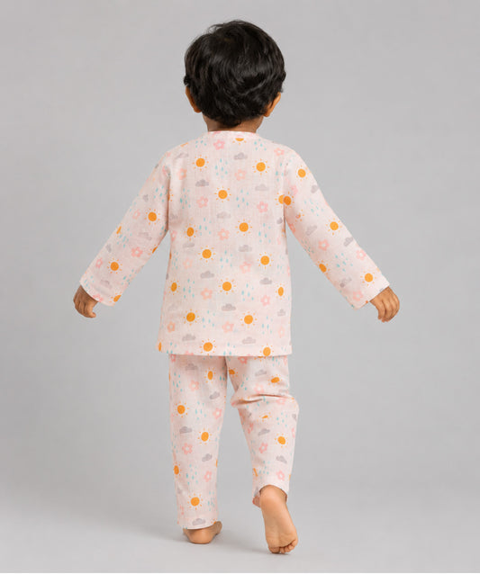 Salsa Rose-Daisy Cloud Printed Muslin Pyjamas Set