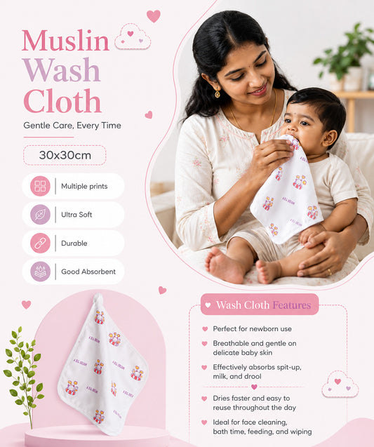 Wash Cloth Assorted (Any 3 prints) 3 Pcs Pack Combo A