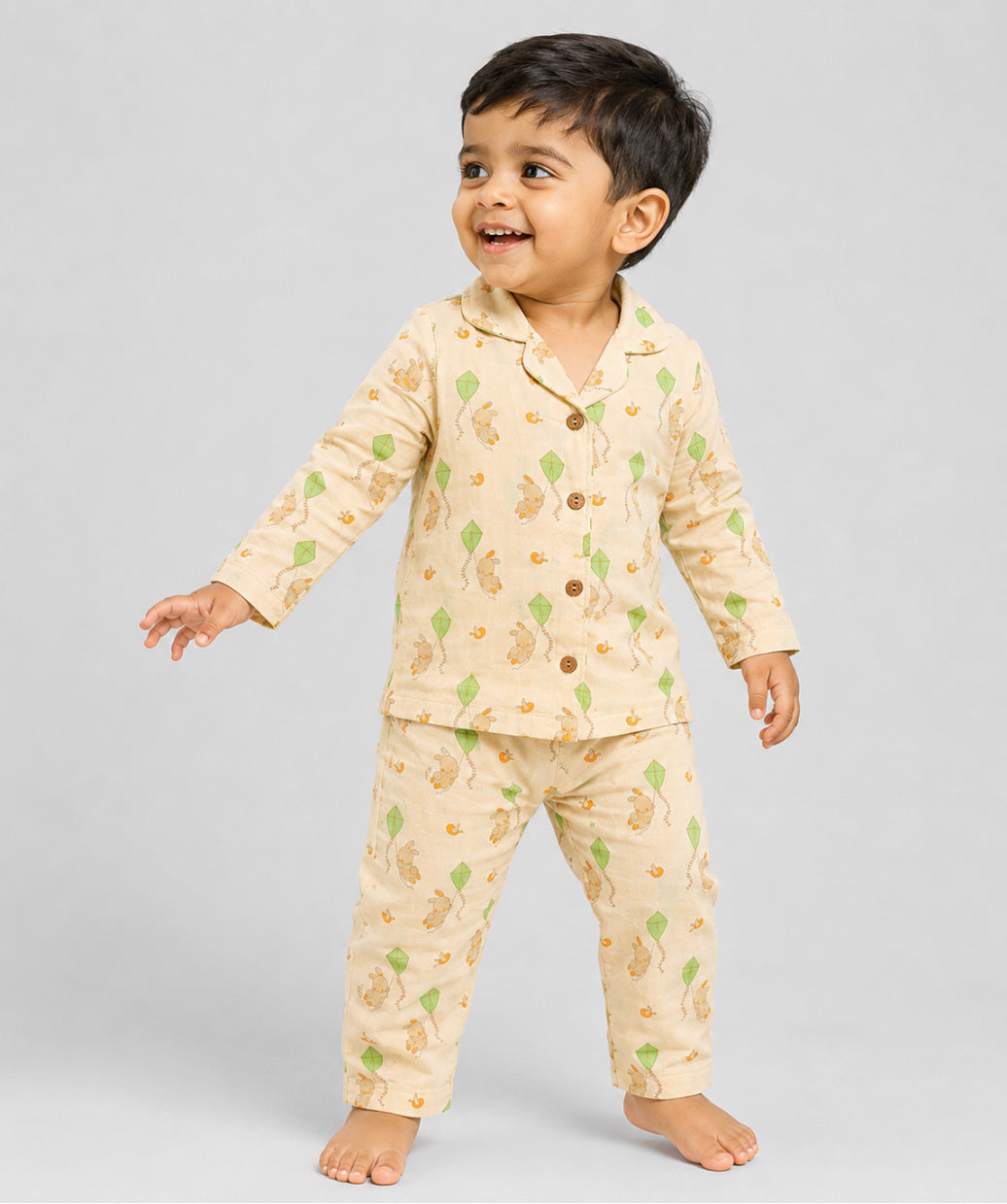Muslin Night Suit - Vannila Bunny Kite