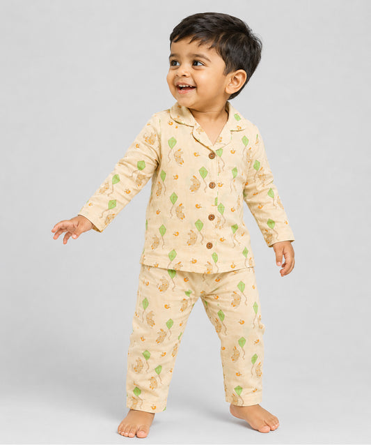 Vannila Bunny Kite Printed Muslin Night Suit Set