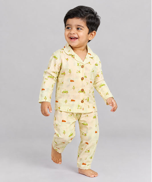 Aloe Wash Vespa Printed Muslin Night Suit Set