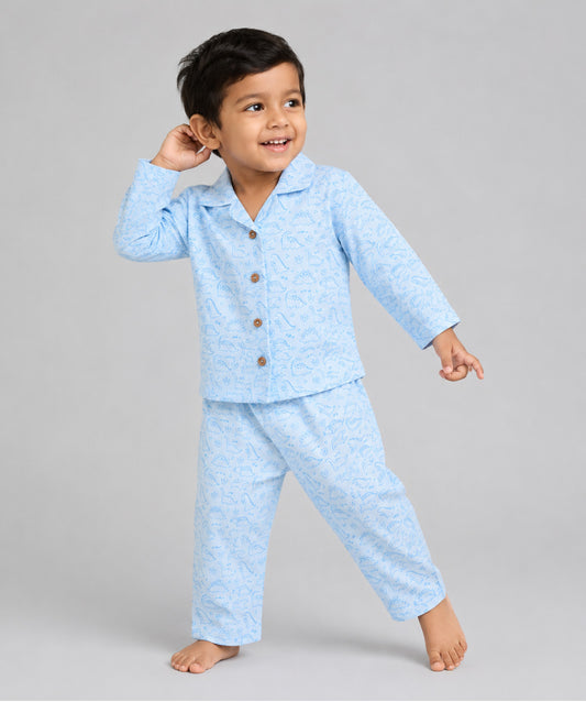 Muslin Night Suit - B. Tiny Dinos