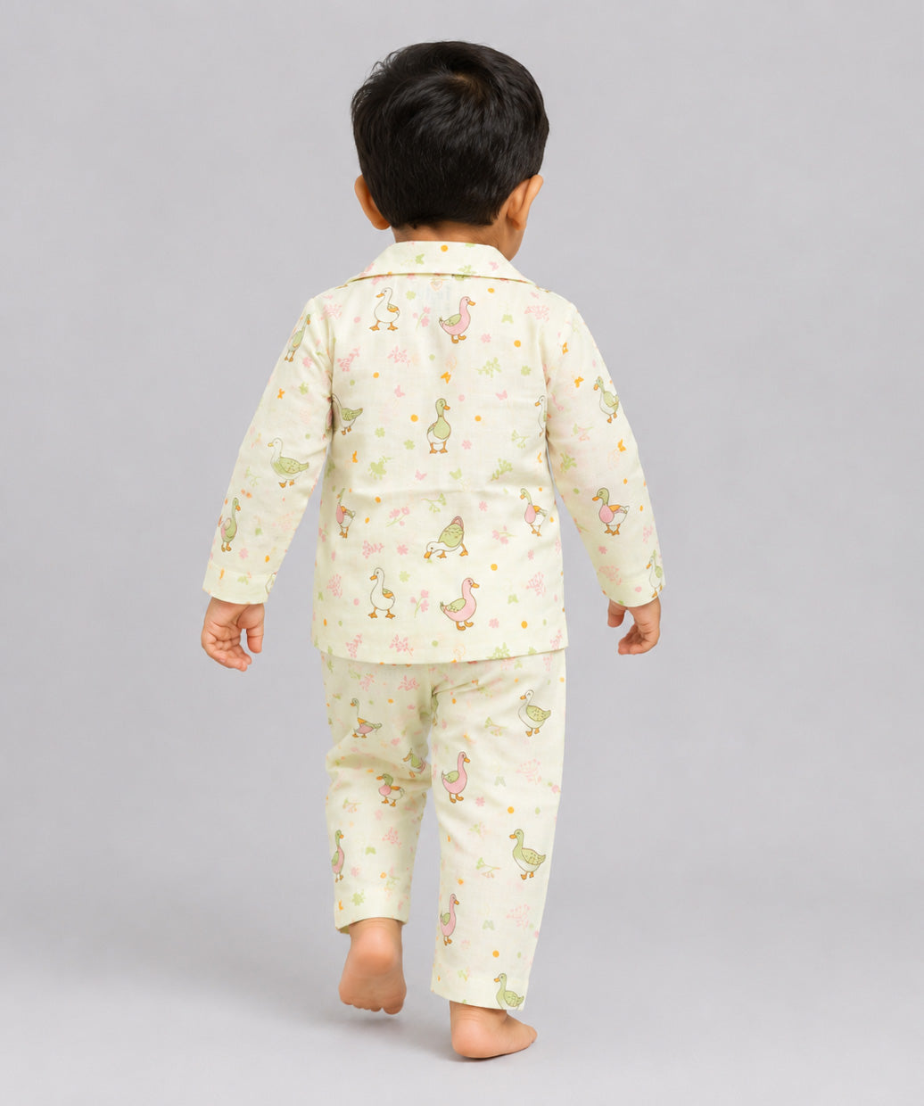 Muslin Night Suit - Lime Cream Runner Duck