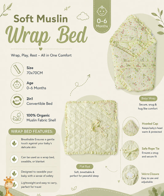 Muslin Lime Cream Runner Duck Baby Wrap Bed