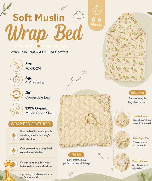 Muslin Vanilla Bunny Kite Baby Wrap Bed